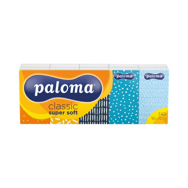 Paloma Classic Super Soft Taschentücher, 3-lagig, 10 x 10 Stück, dermatologisch getestet